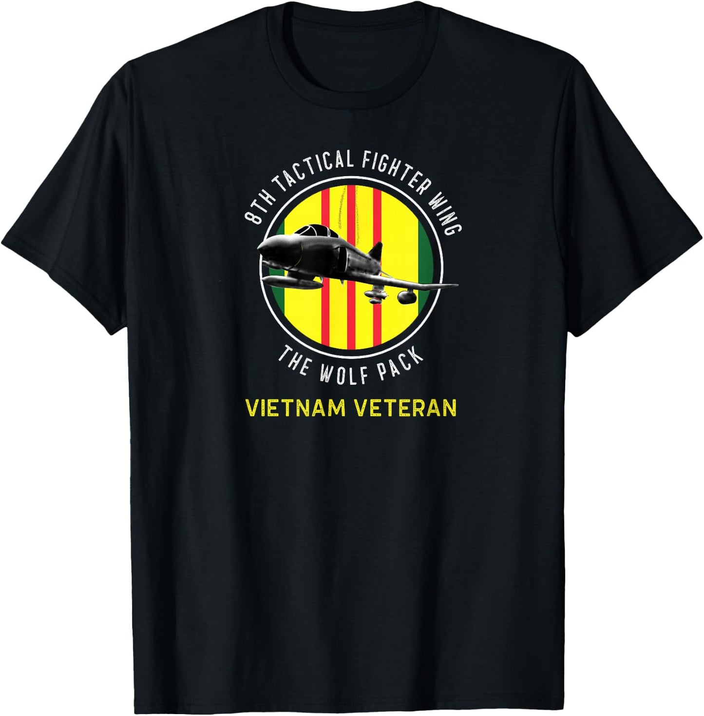 8th TAC Fighter Wing "Wolf Pack" Vietnam Veteran F-4 T-Shirt - T-Shirt | Black