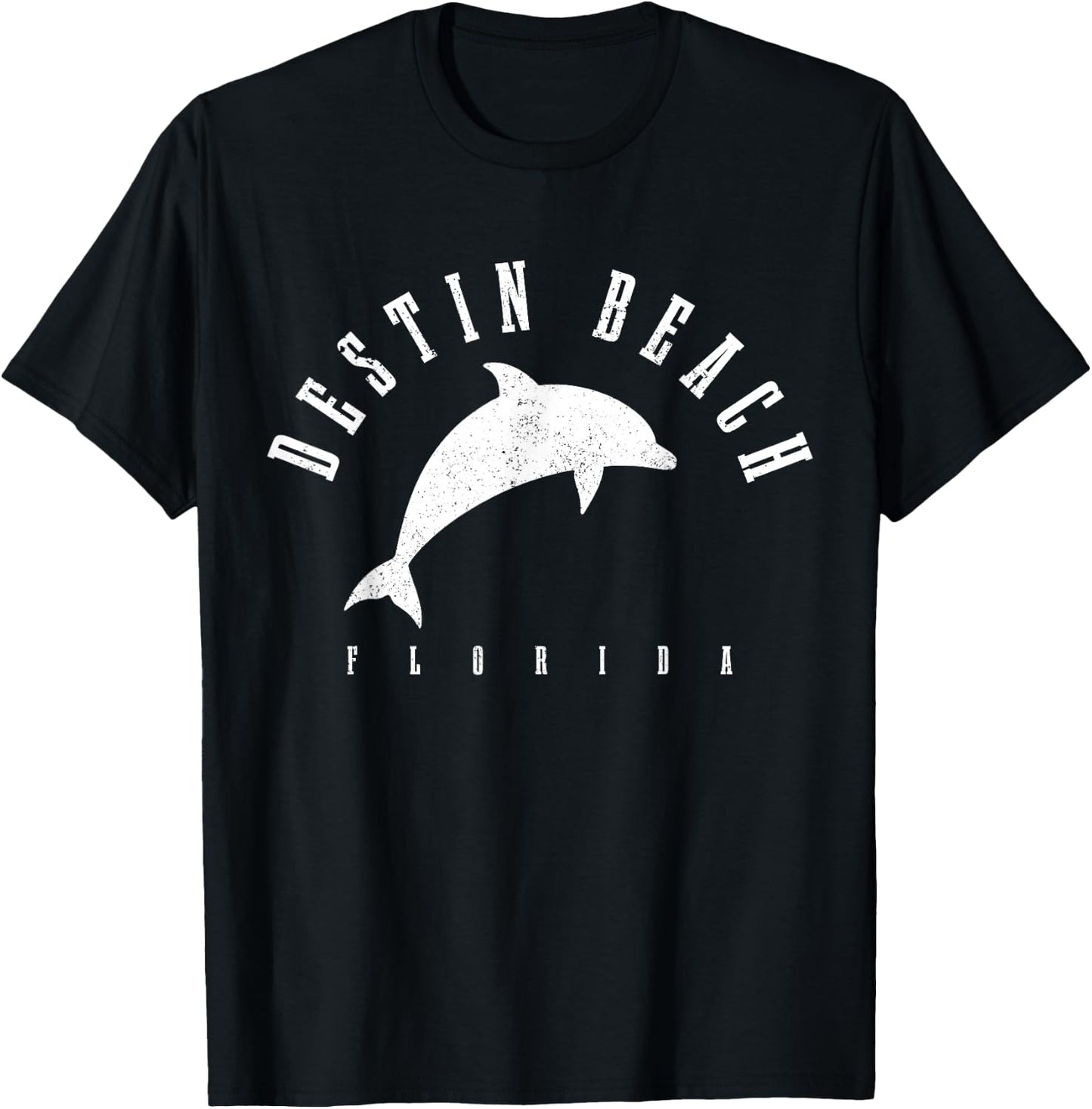 Destin Beach Florida FL Vintage Dolphin Holiday T-Shirt - T-Shirt | Black