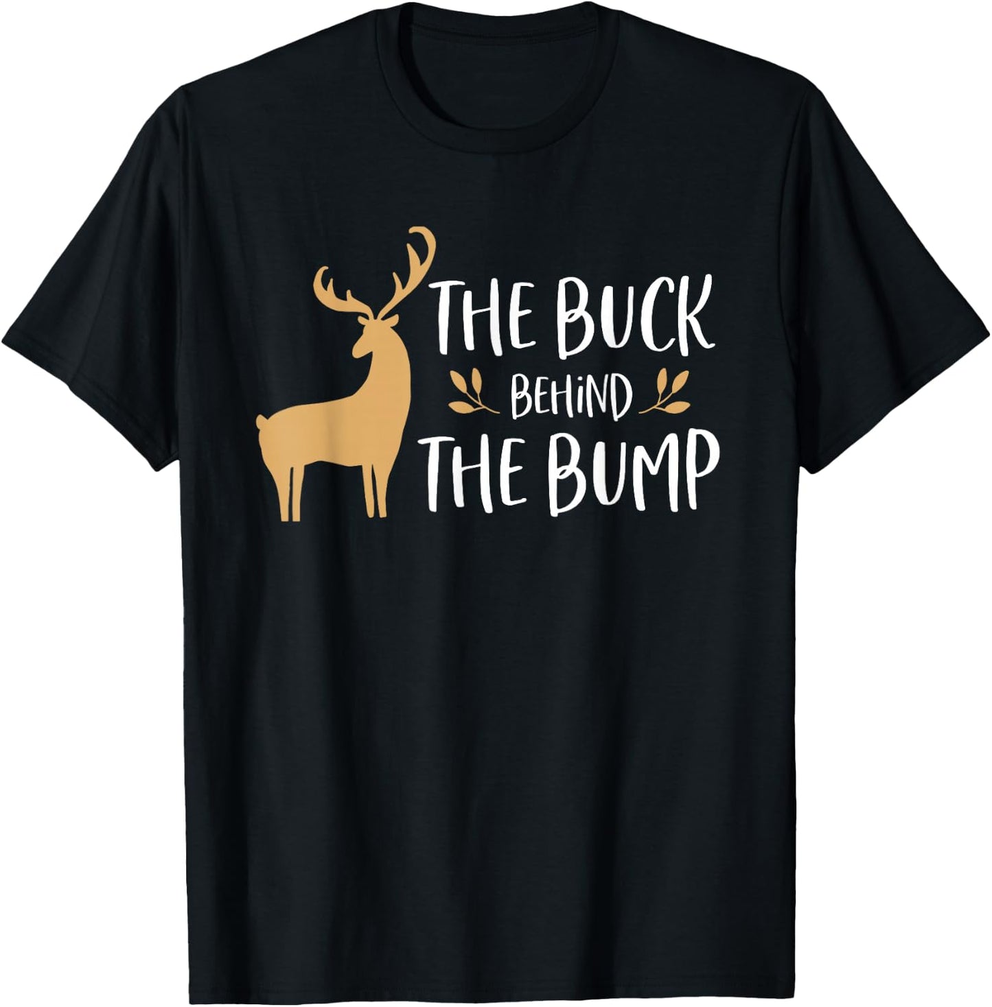 Christmas Pregnancy Announcement Shirt Men Buck Behind Bump T-Shirt - T-Shirt | Black