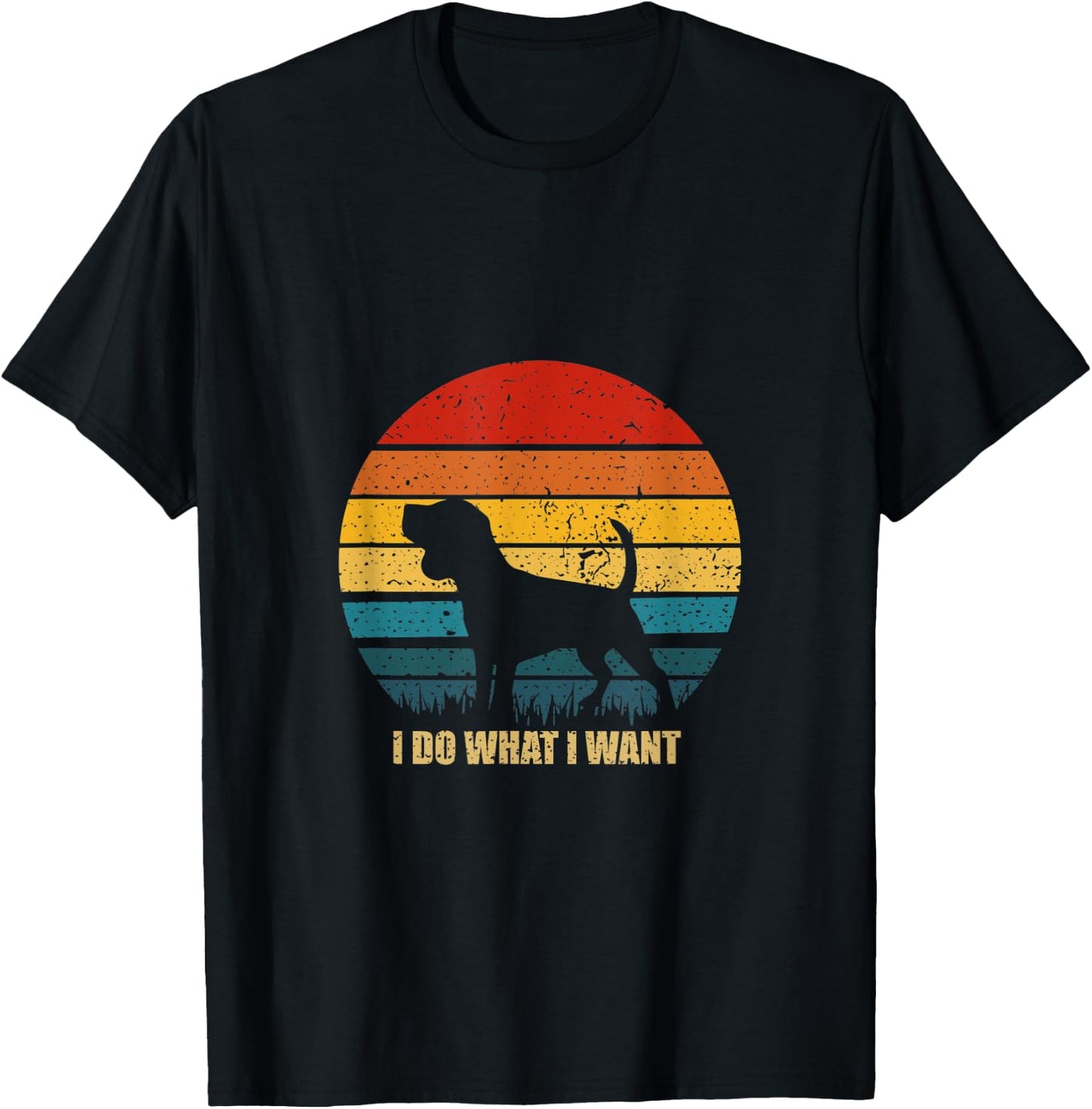 Funny Dog Gift Vintage Sunset I Do What I Want Dog Men Women T-Shirt - T-Shirt | Black