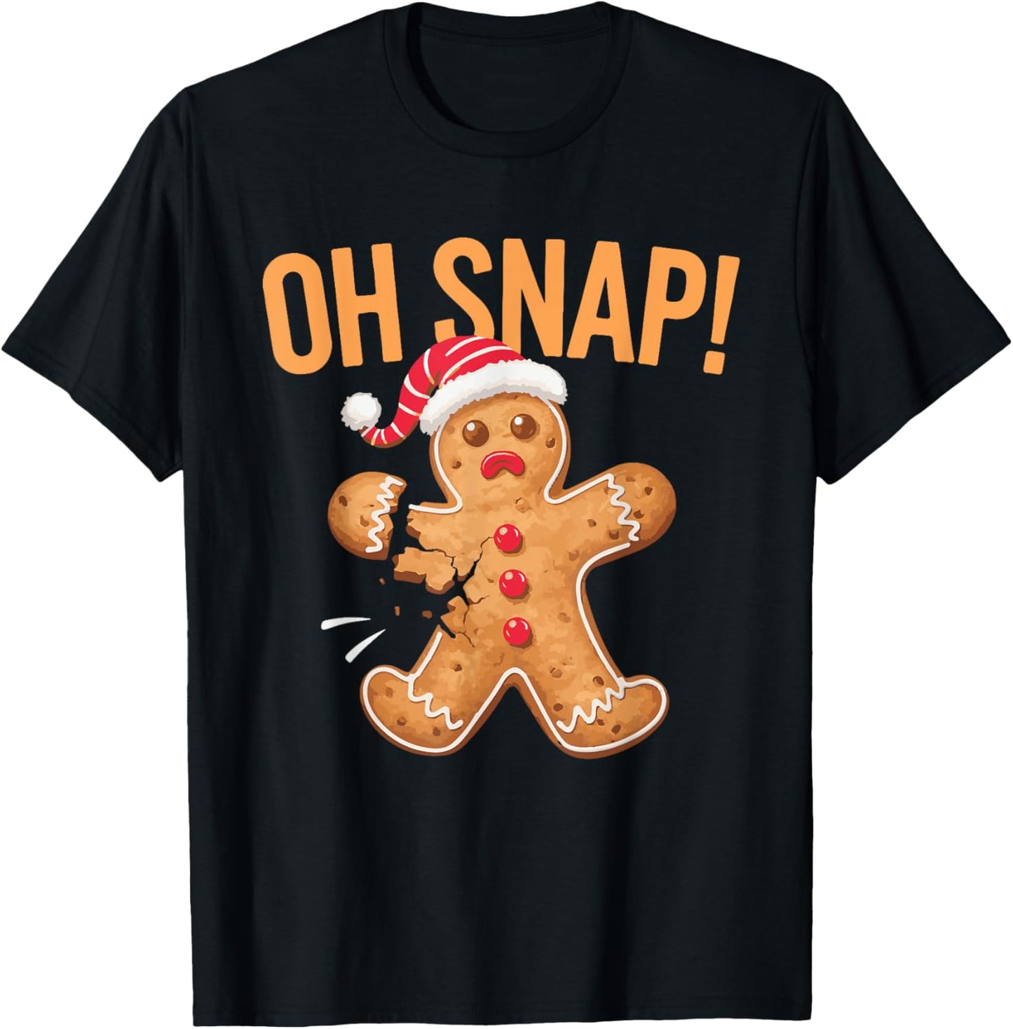 Gingerbread Man Oh Snap Christmas T-Shirt - T-Shirt | Black
