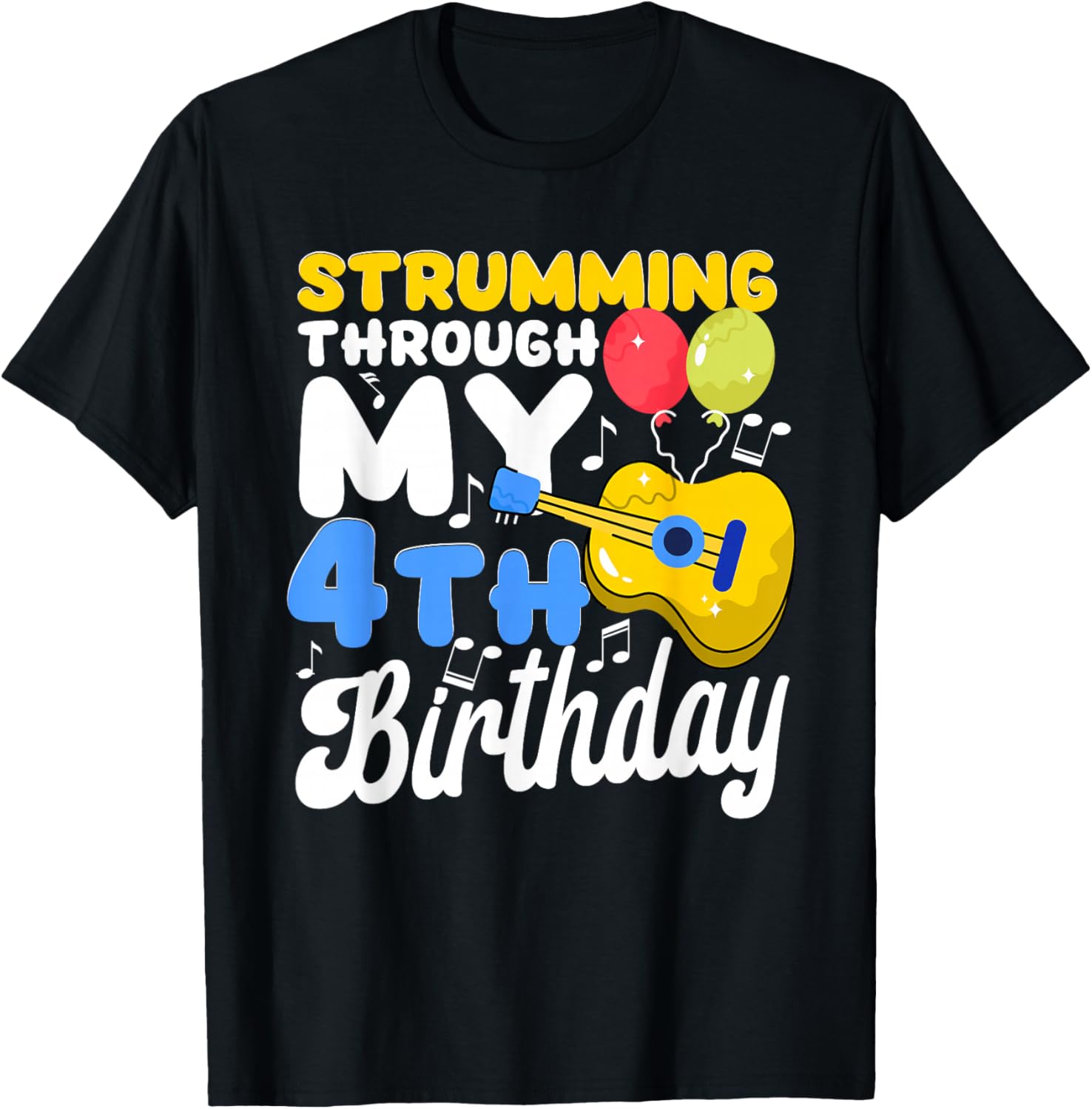 Musical Instrument Boys Girl Kids 4th Birthday Party T-Shirt - T-Shirt | Black