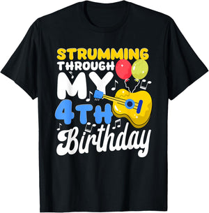 Musical Instrument Boys Girl Kids 4th Birthday Party T-Shirt - T-Shirt | Black