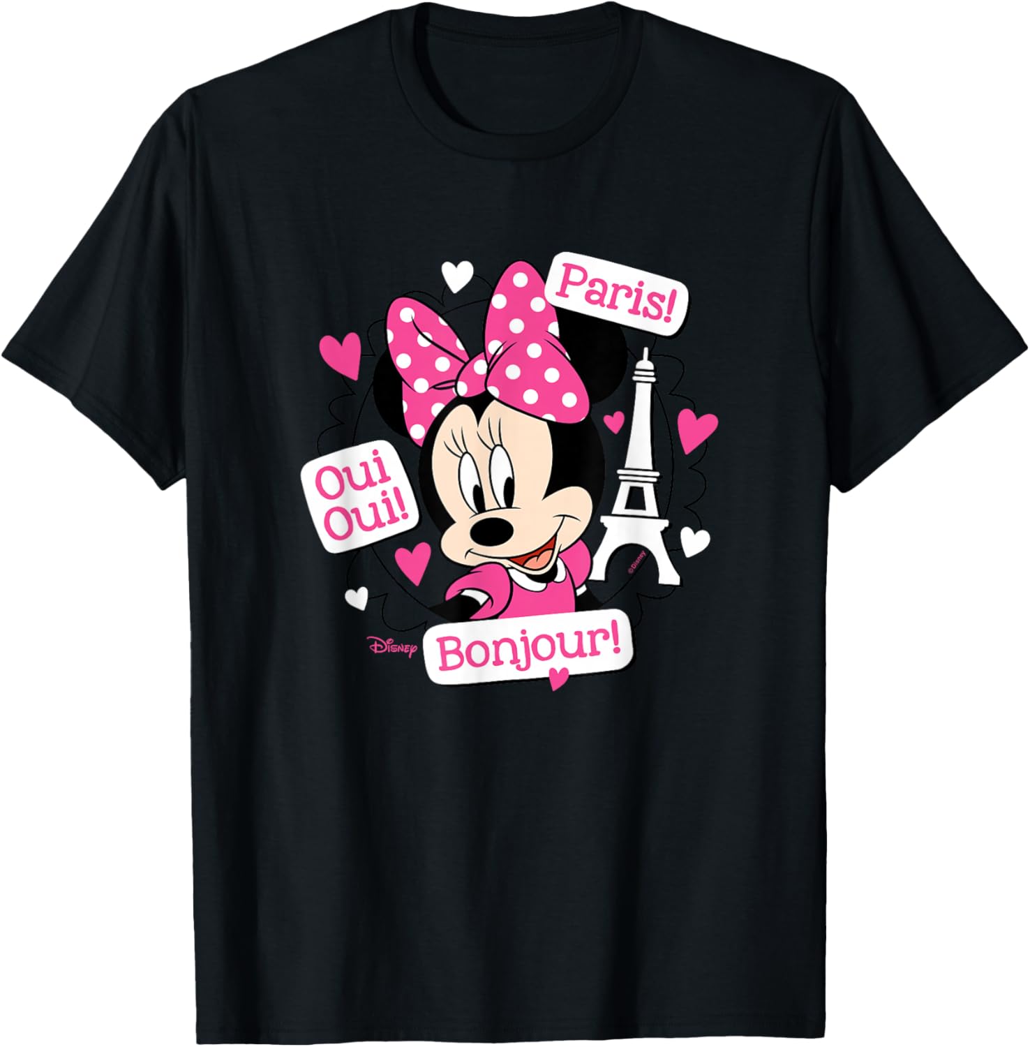 Minnie Mouse - Paris Bonjour Oui Oui T-Shirt - T-Shirt | Black