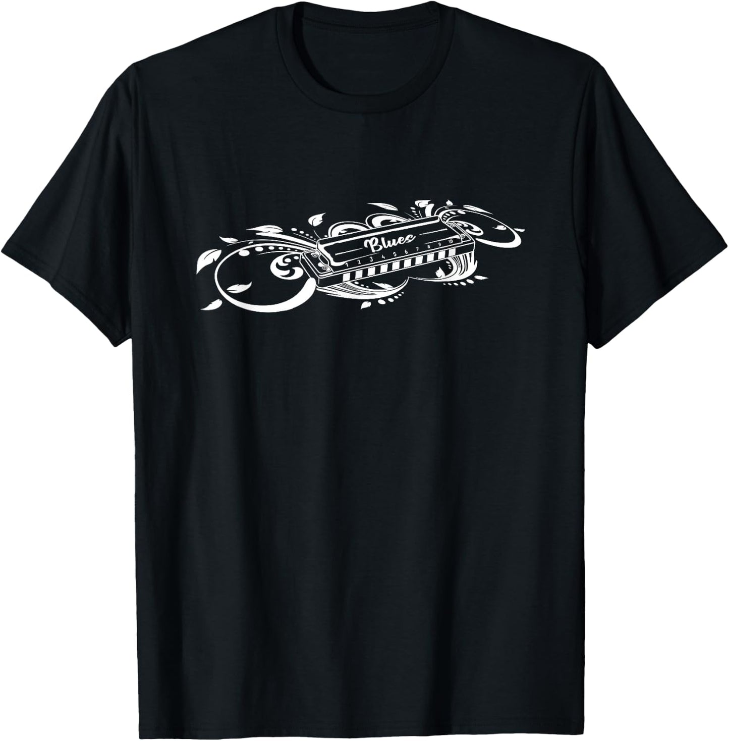 The Blues Music Player Aesthetic Mouth Organ Harmonica T-Shirt - T-Shirt | Black