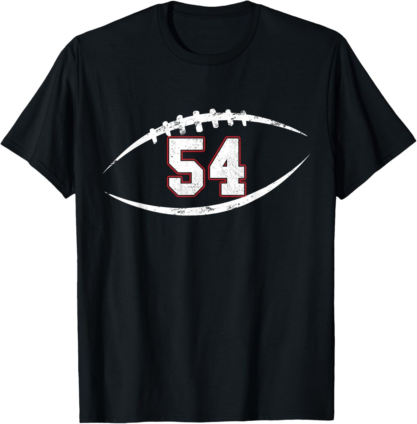 54 Number Vintage Football Player 54 Lucky Number Birthday T-Shirt - T-Shirt | Black