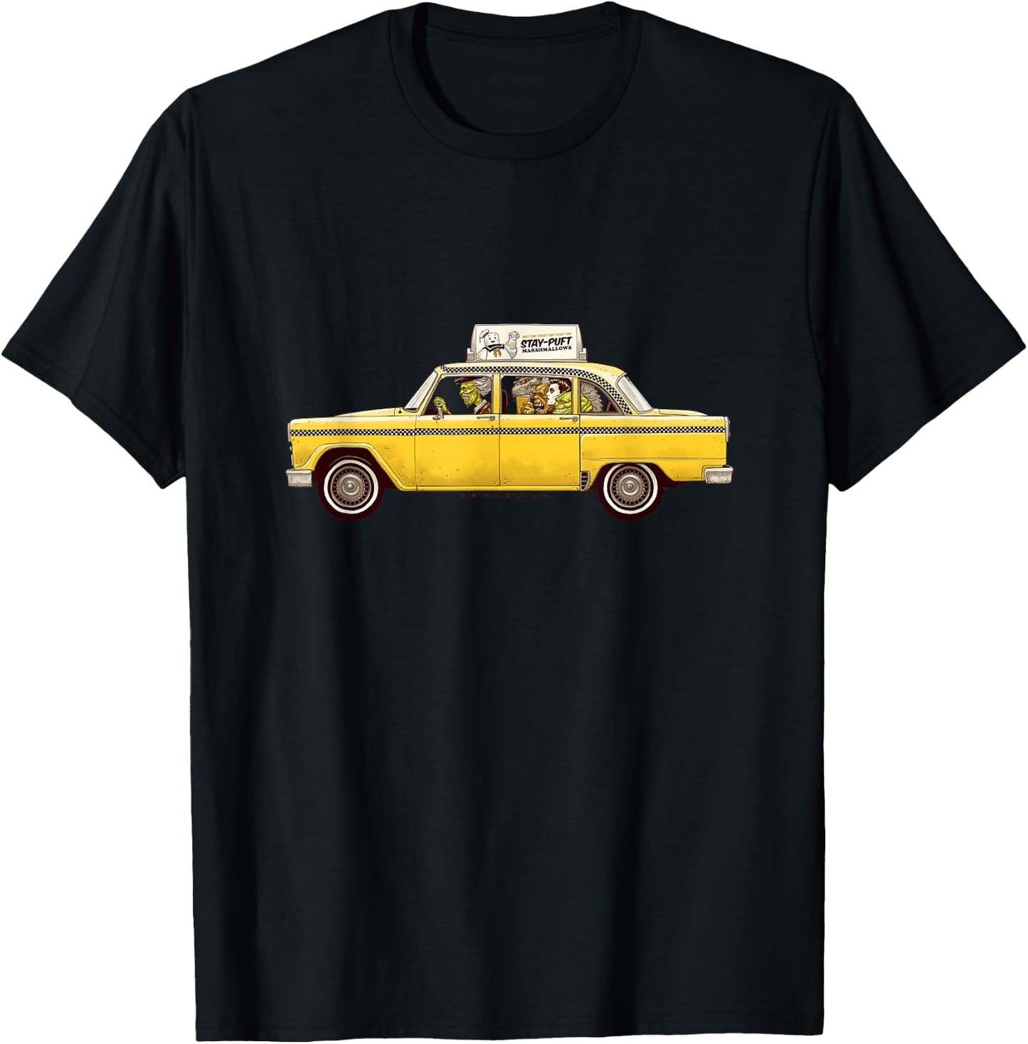 Ghostbusters Ghouls in Taxi Retro Movie T-Shirt - T-Shirt | Black
