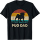 Pug Dad Pug Dog Lovers Vintage Gift Dad T-Shirt - T-Shirt | Black