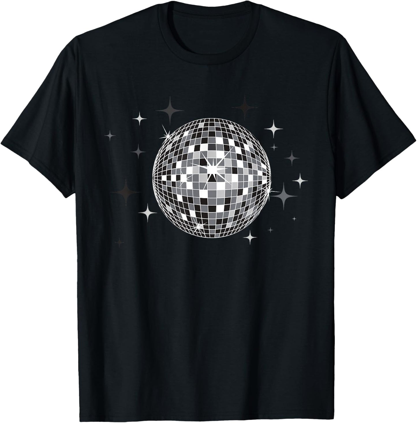 Black and White Disco Ball Club Retro T-Shirt - T-Shirt | Black