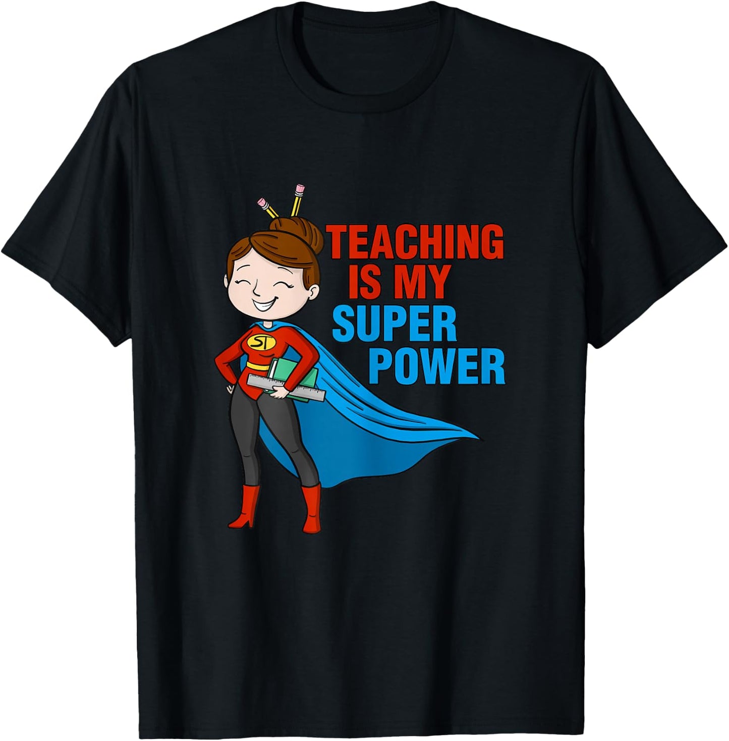 Kindergarten Teacher Teaching is my superpower school retro T-Shirt - T-Shirt | Black
