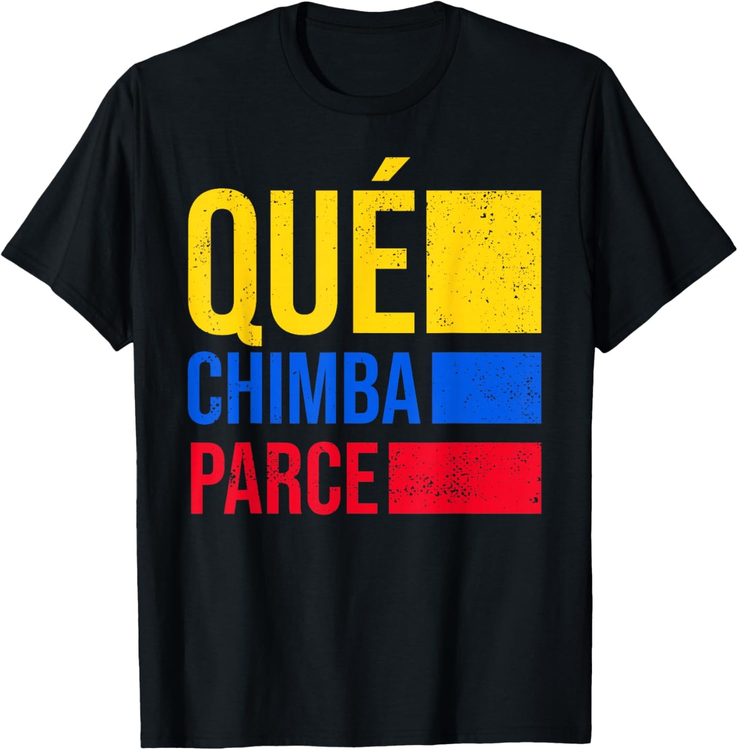 Qué Chimba Parce Colombia Flag Retro Vintage Colombian Slang T-Shirt - T-Shirt | Black