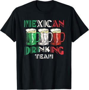 Mexican Drinking Team Beer Flag Mexico Lover Cinco De Mayo T-Shirt - T-Shirt | Black