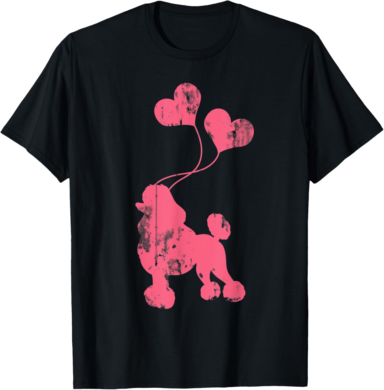 Balloons Heart Poodle T-Shirt - T-Shirt | Black
