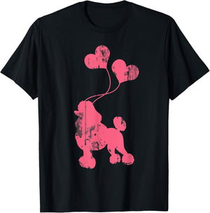 Balloons Heart Poodle T-Shirt - T-Shirt | Black