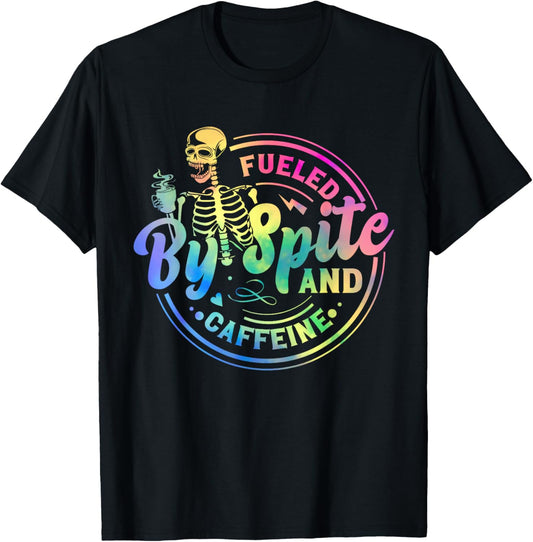 Fueled By Spite And Caffeine Skeleton T-Shirt - T-Shirt | Black