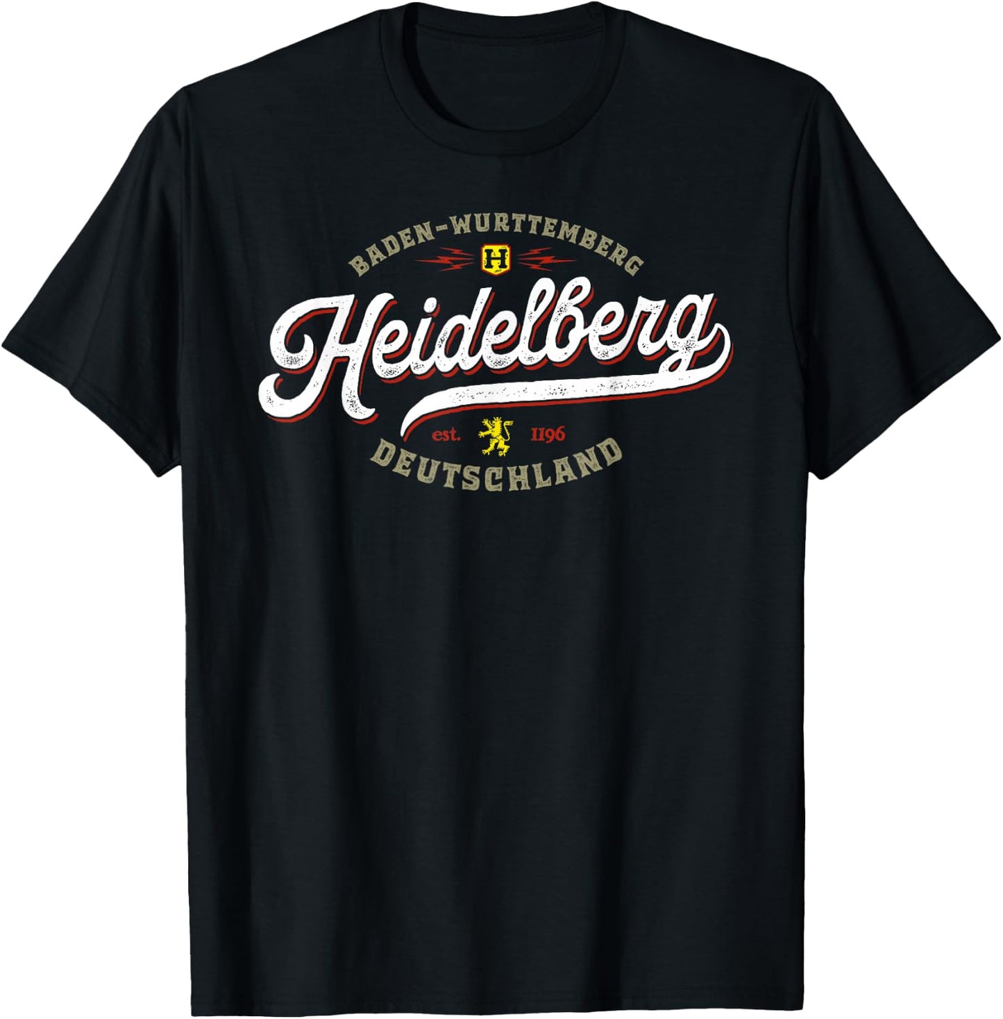 Heidelberg Gifts & Gear - Vintage Heidelberg - Black - Small - - Short Sleeve - - Classic Fit - Cotton 65%, Polyester 35% T-Shirt - T-Shirt | Black