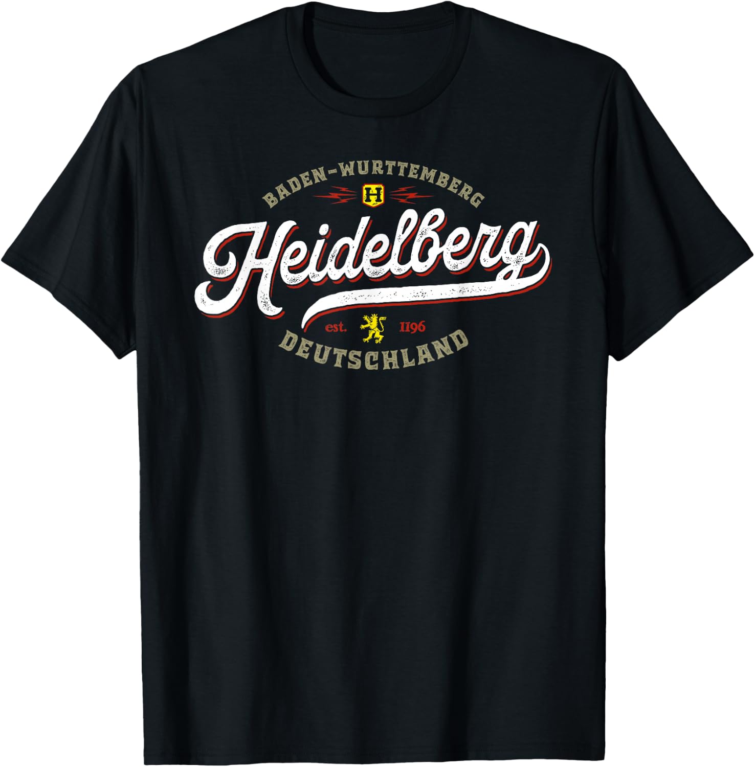 Heidelberg Gifts & Gear - Vintage Heidelberg - Black - Small - - Short Sleeve - - Classic Fit - Cotton 65%, Polyester 35% T-Shirt - T-Shirt | Black