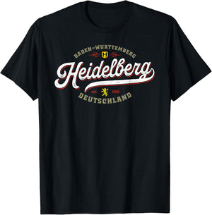 Heidelberg Gifts & Gear - Vintage Heidelberg - Black - Small - - Short Sleeve - - Classic Fit - Cotton 65%, Polyester 35% T-Shirt - T-Shirt | Black