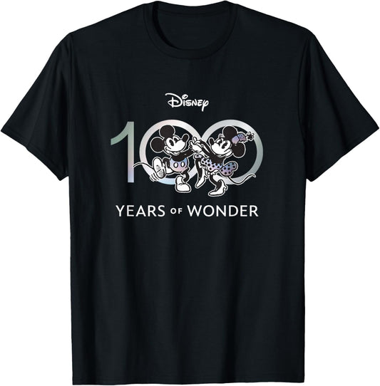 Disney 100 Years of Wonder Mickey & Minnie Dancing Retro T-Shirt - T-Shirt | Black