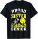 Proud sister of a softball Senior class of 2025 graduation T-Shirt - T-Shirt | Black
