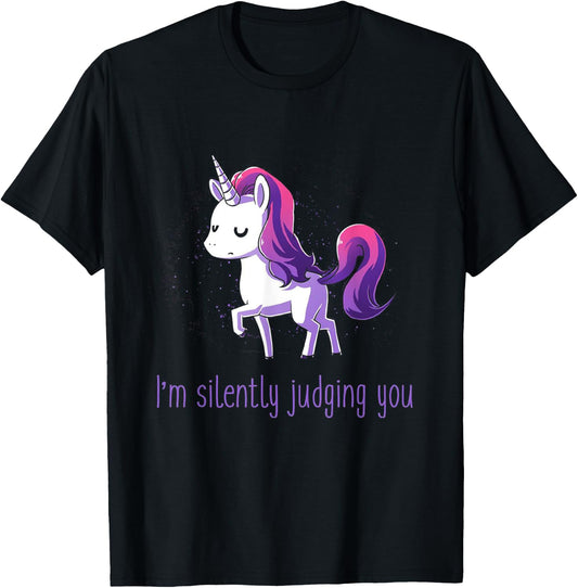 Silently Judging You Unicorn T-Shirt - T-Shirt | Black