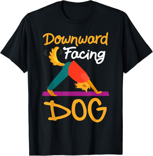 Funny Downward Facing Dog On Yoga Mat Yoga Pose Meditation T-Shirt - T-Shirt | Black