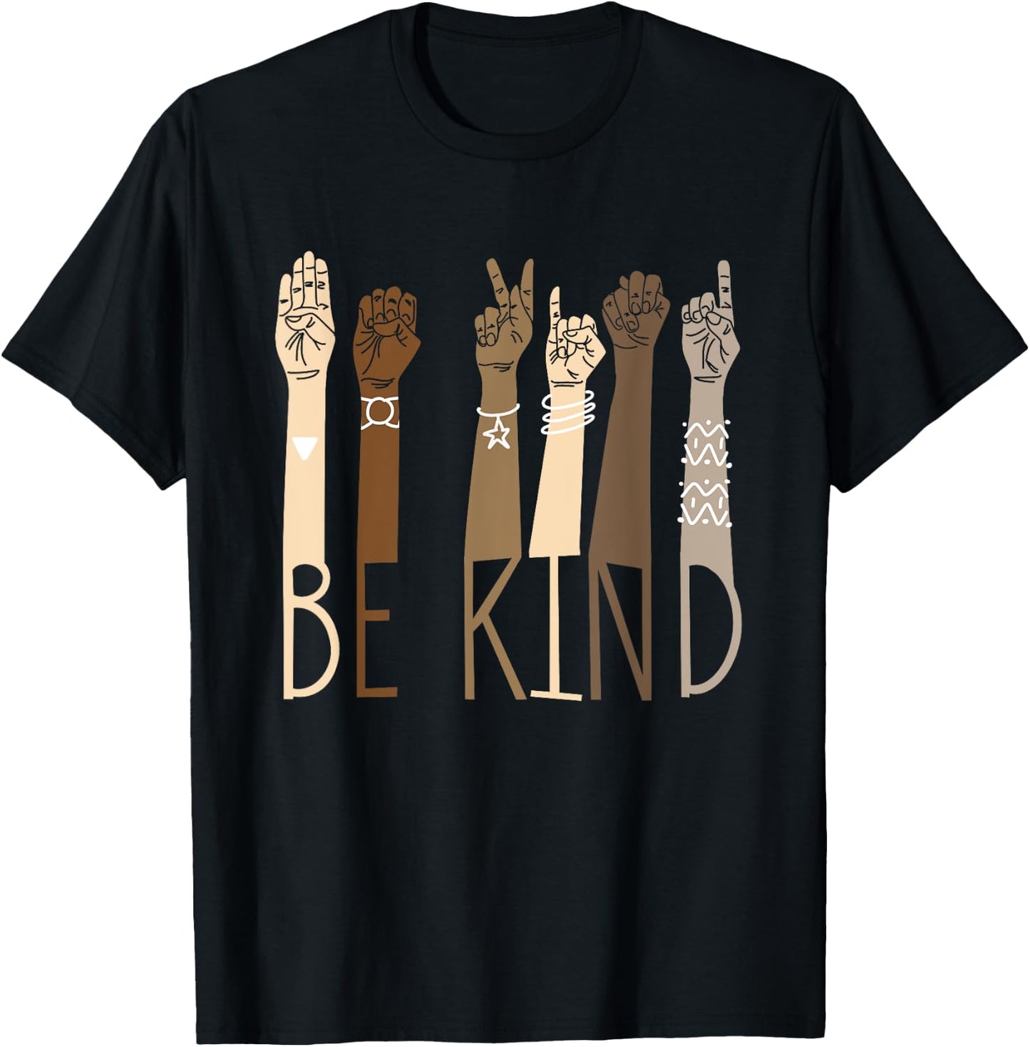 Be Kind Sign Language Hand Talking Teachers Interpreter ASL Men Women T-Shirt - T-Shirt | Black