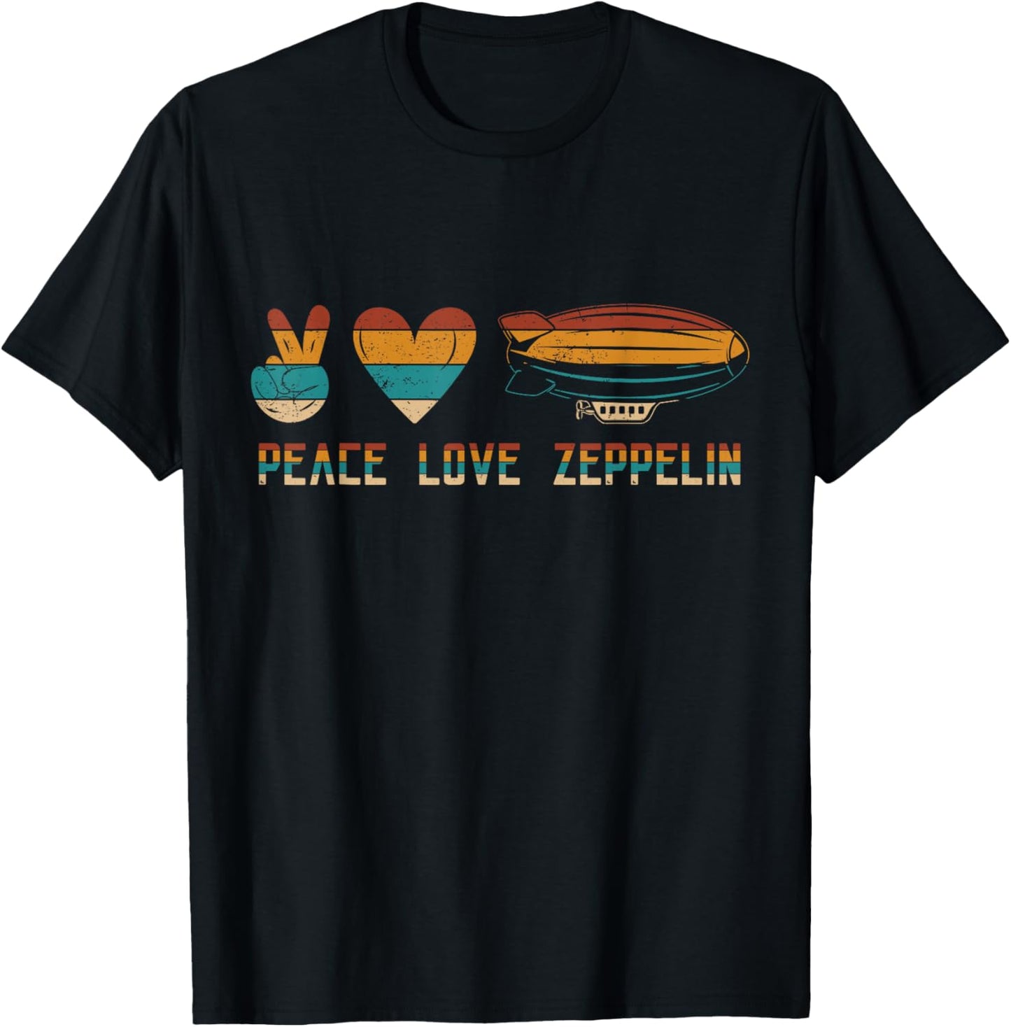 Retro Zeppelin 70s Dirigible Blimp Airship Zepelin Zepplin T-Shirt - T-Shirt | Black