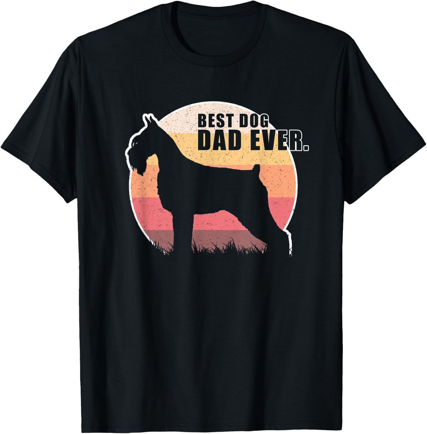 Vintage Retro Best Dog Dad Ever Standard Schnauzer T shirts Men Women Kids T-Shirt - T-Shirt | Black