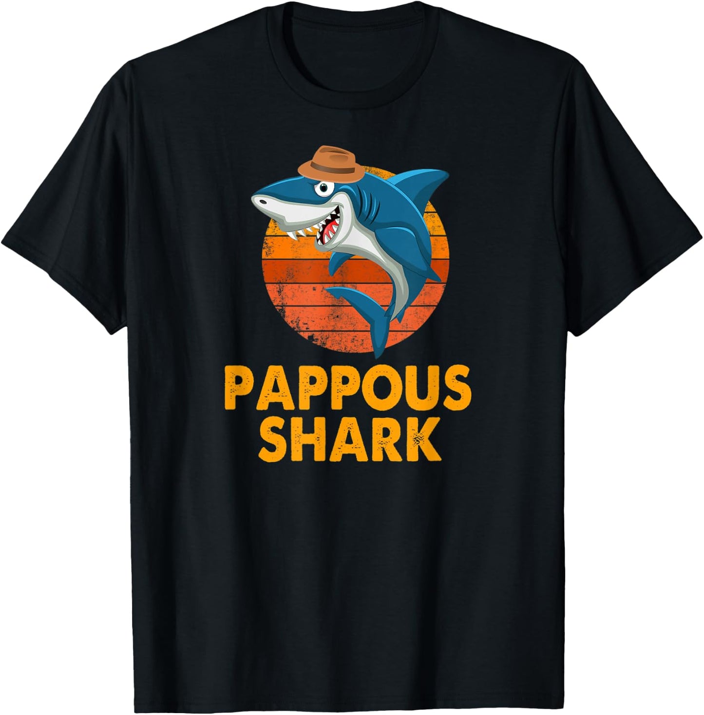 Pappous Shark Funny Vintage Papa Grandpa Father's Day Gifts T-Shirt - T-Shirt | Black