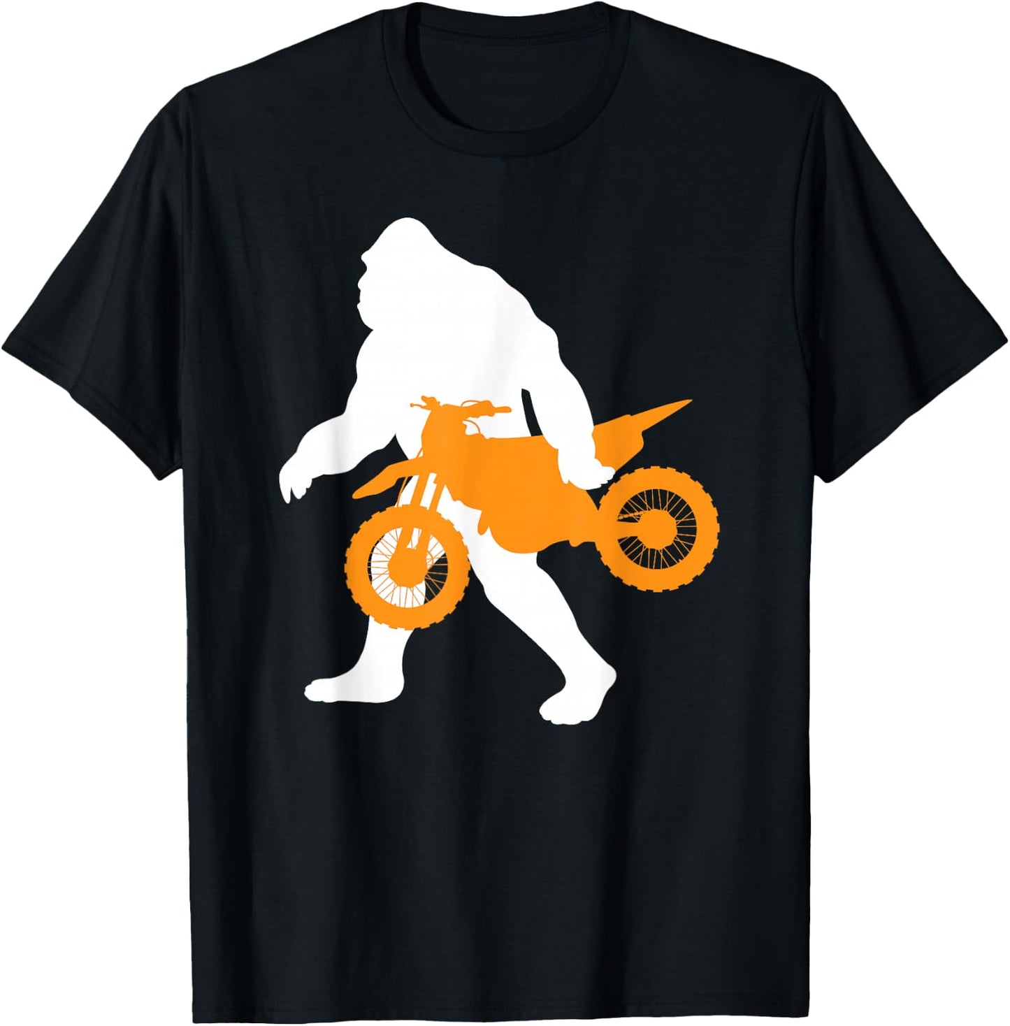 Bigfoot Sasquatch Carrying Dirt Bike Motocross Funny Gift T-Shirt - T-Shirt | Black