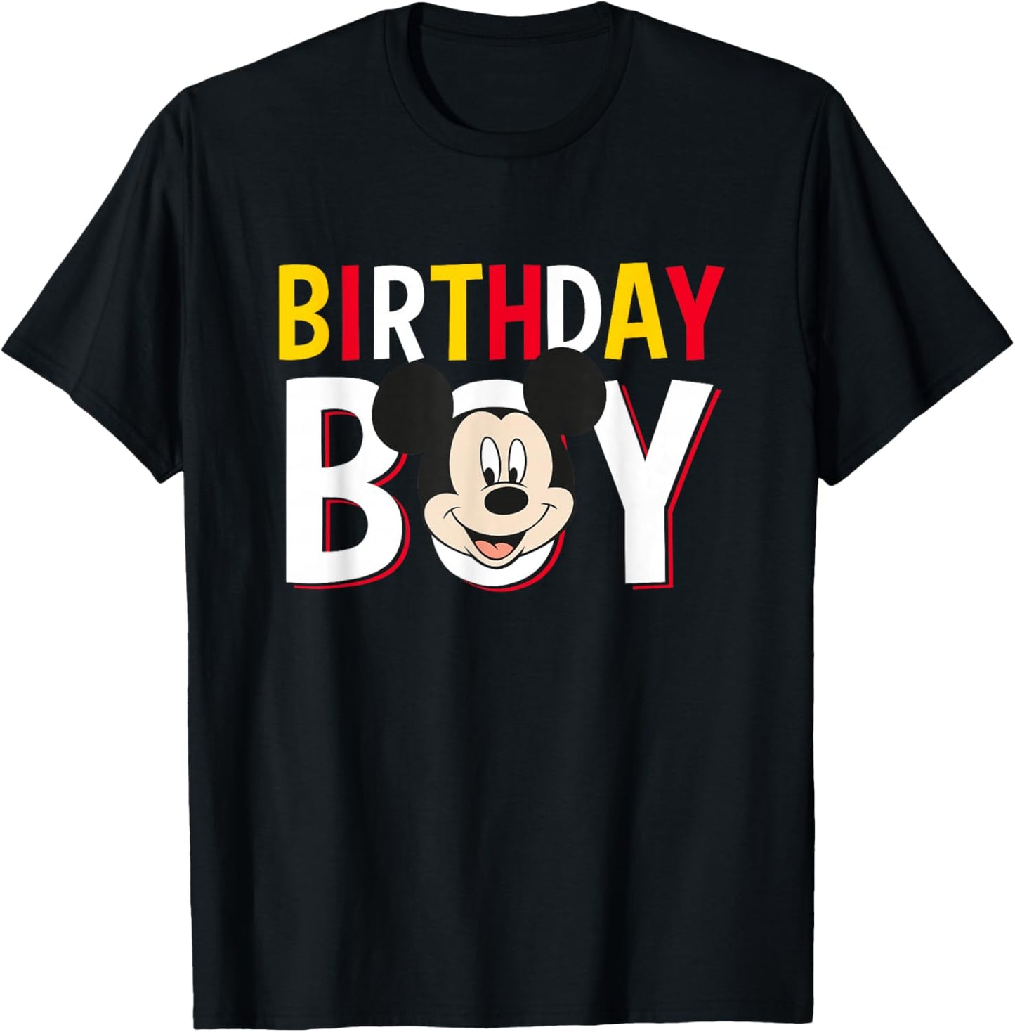 Disney Mickey and Friends Birthday Boy Cute Mickey Logo T-Shirt - T-Shirt | Black