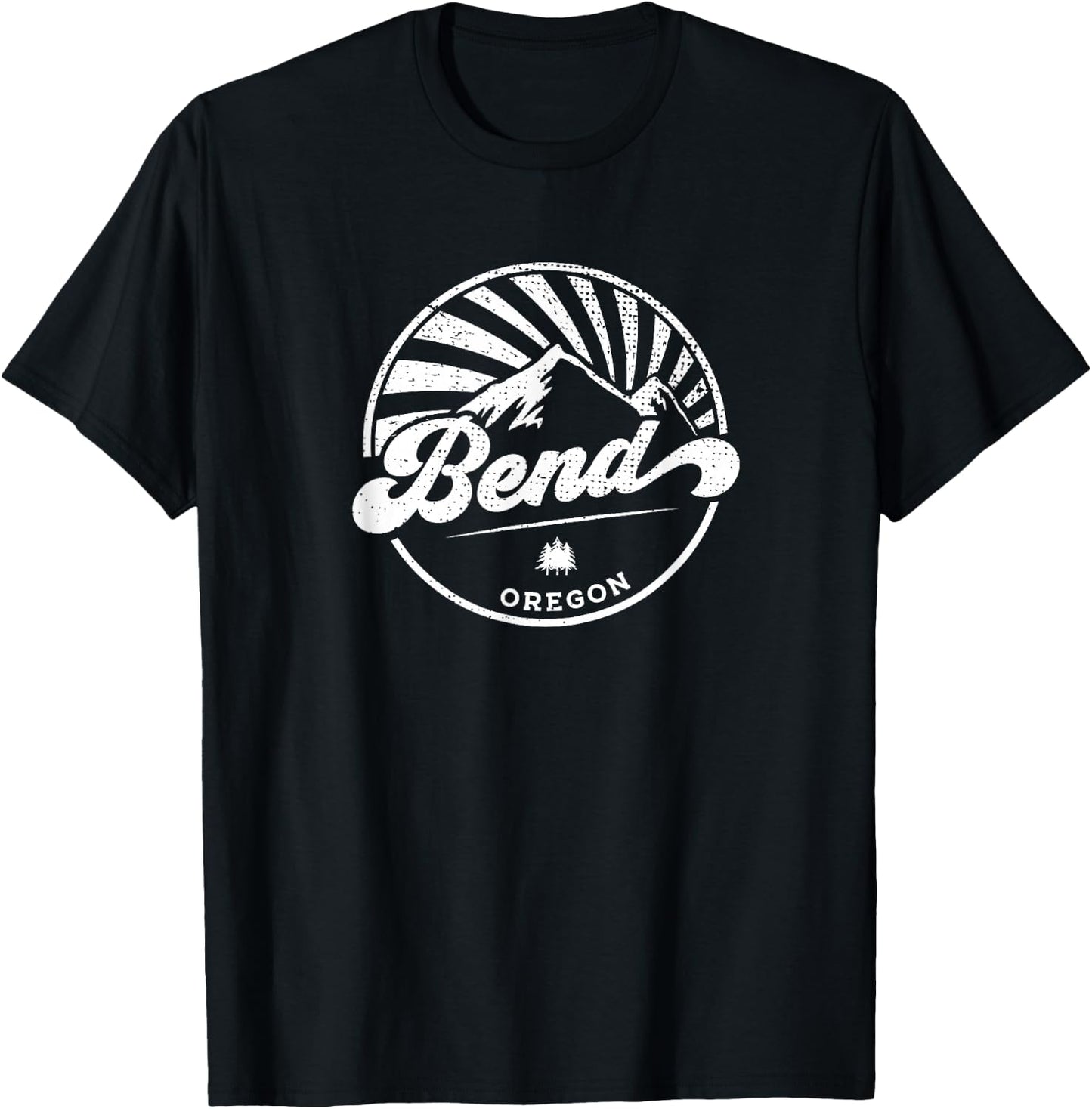 Bend, Oregon - Retro Vintage City Mountains T-Shirt - T-Shirt | Black