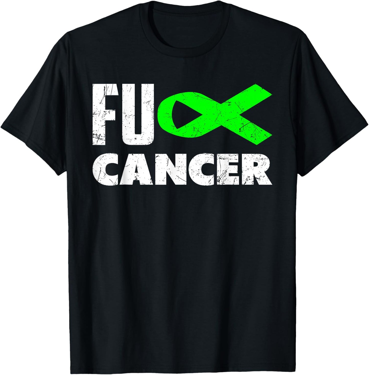 Fuck Cancer Lime Green Ribbon Non-Hodgkin Lymphoma Awareness T-Shirt - T-Shirt | Black