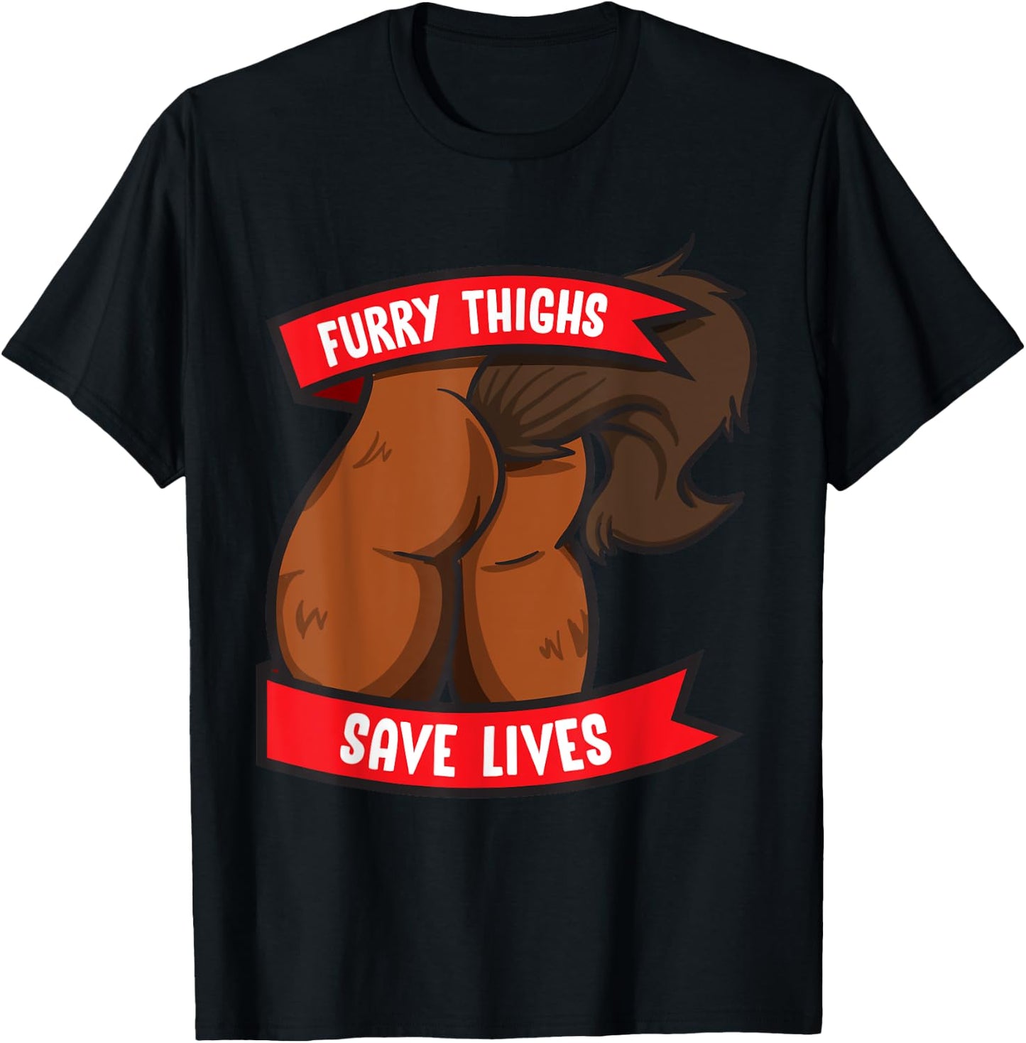 Horse Furry Thighs Save Lives Proud Furry Pride Fandom T-Shirt - T-Shirt | Black