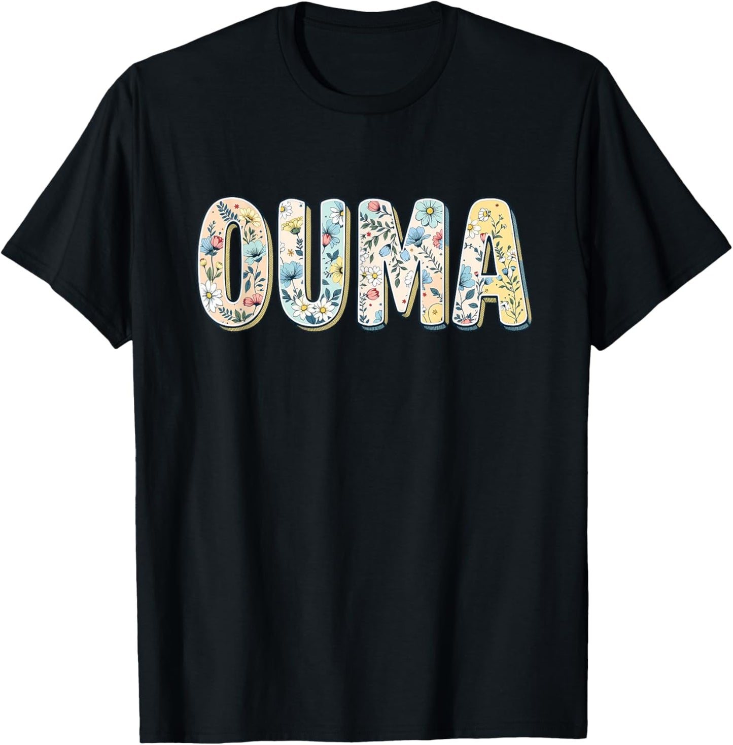 Wildflowers Ouma Floral Mother's Day Ouma T-Shirt - T-Shirt | Black