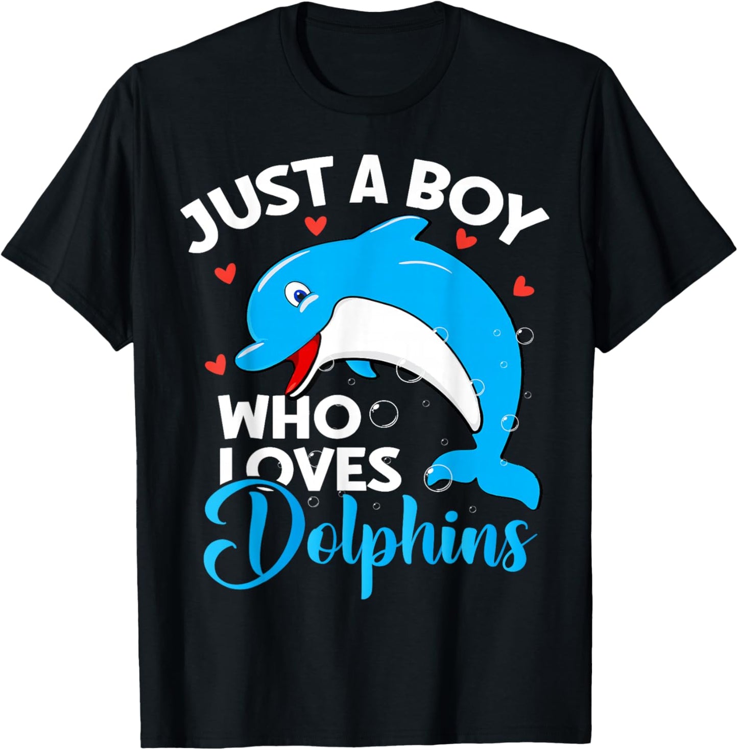 Just A Boy Who Loves Dolphins Cute Dolphin Lover T-Shirt - T-Shirt | Black