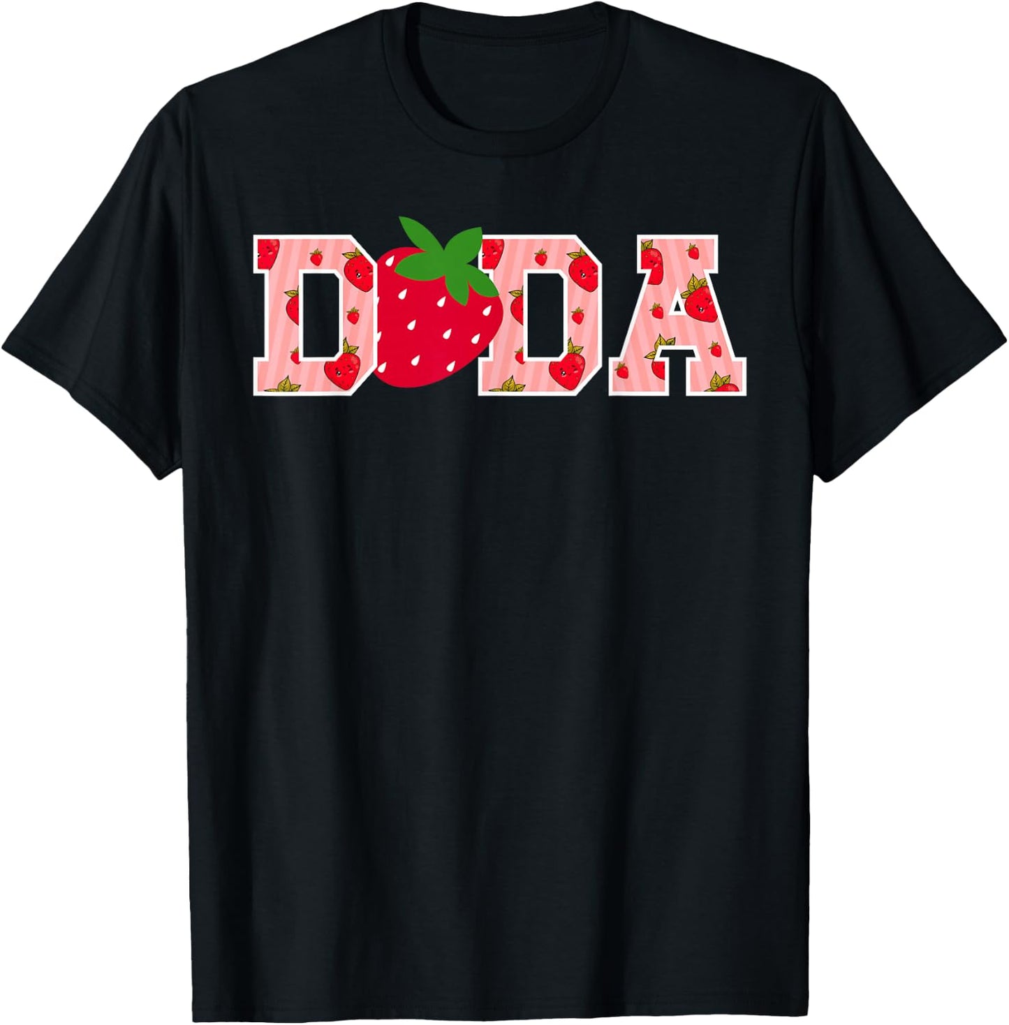 Dada Strawberry First Birthday Party Funny Strawberry T-Shirt - T-Shirt | Black