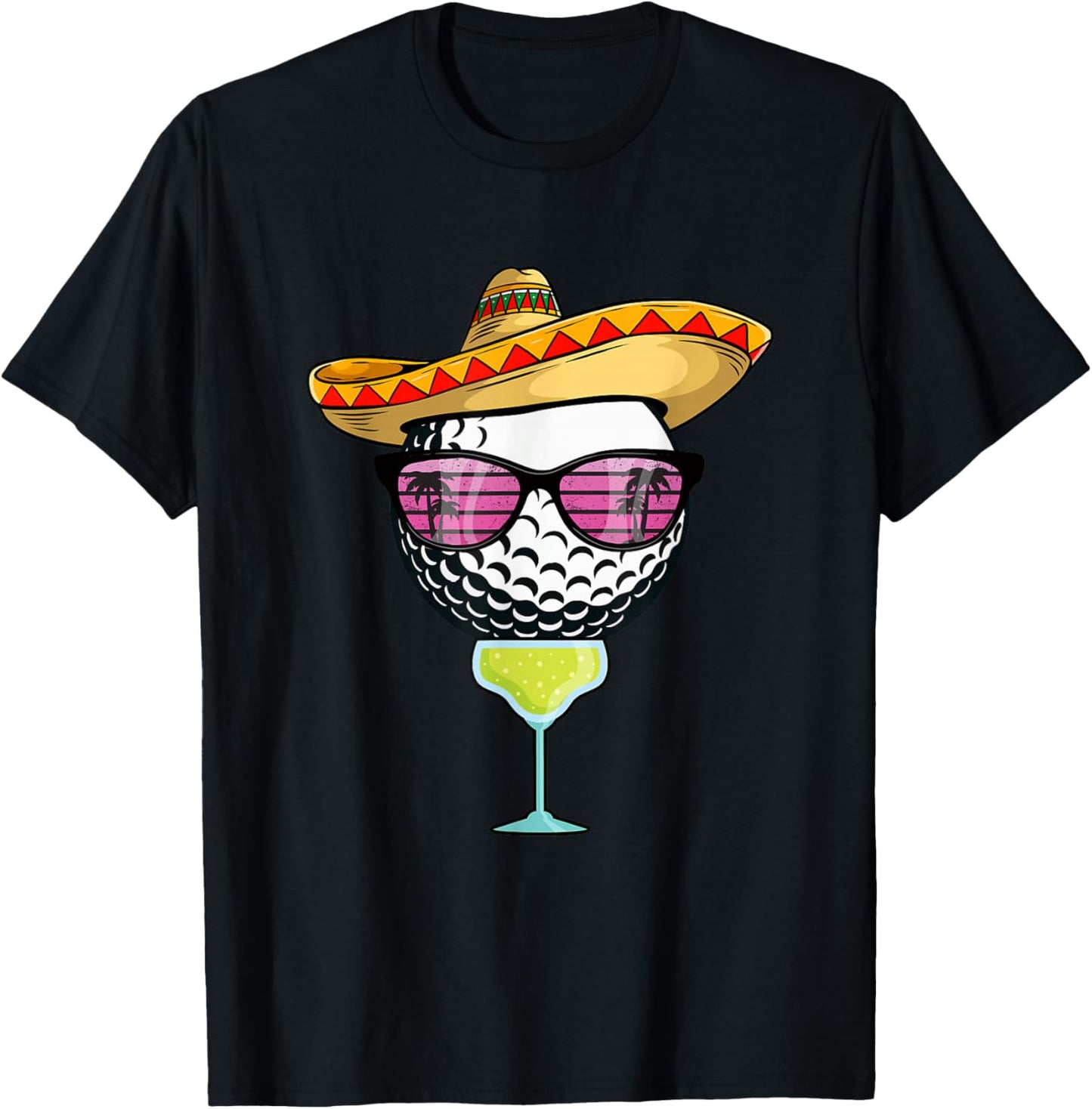 Women Cinco de Mayo Golf Ball With Sombrero Margarita Golfer T-Shirt - T-Shirt | Black