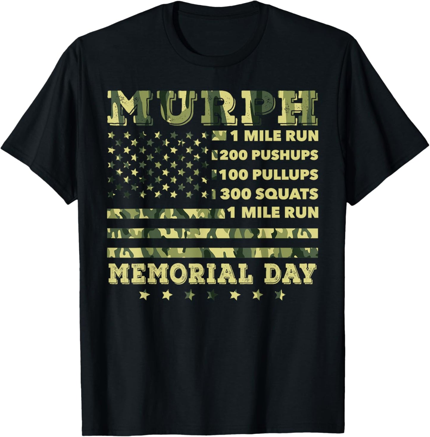 Murph 2021 Workout Challenge American Memorial Day Murph T-Shirt - T-Shirt | Black