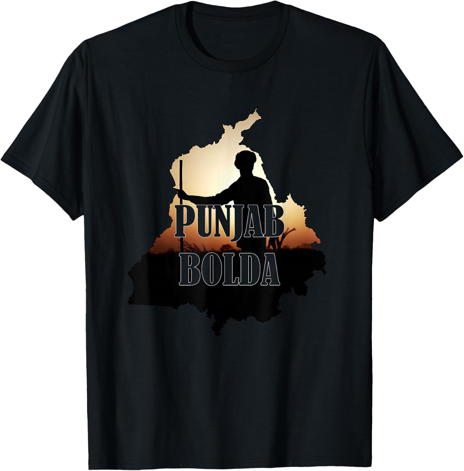Punjab Bolda Farmers India Punjabi Desi Indian T-Shirt - T-Shirt | Black