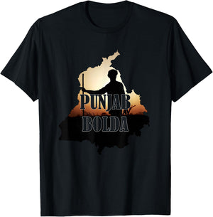 Punjab Bolda Farmers India Punjabi Desi Indian T-Shirt - T-Shirt | Black