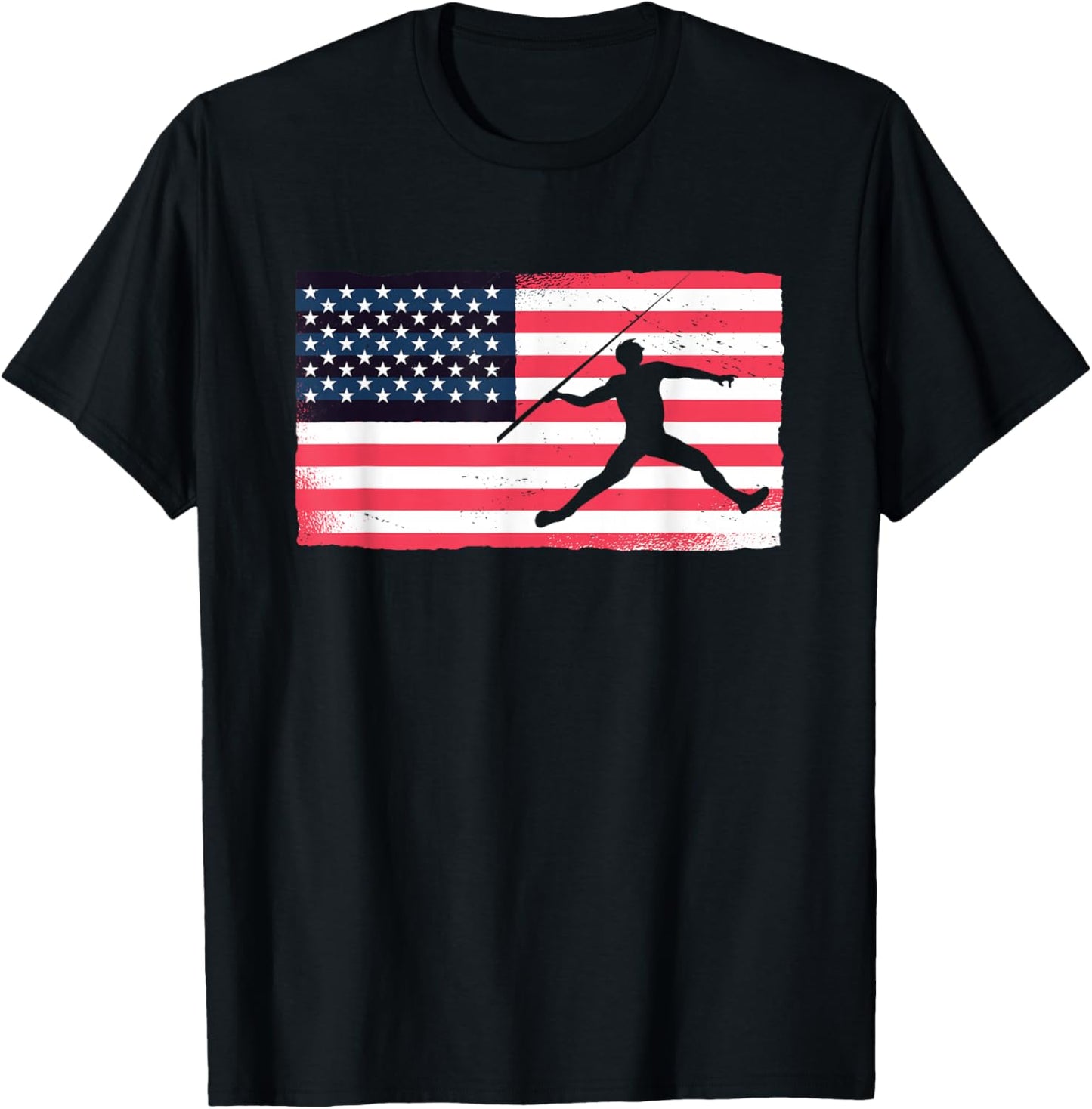 Thrower American Flag Track And Field USA Throwing Javelin T-Shirt - T-Shirt | Black