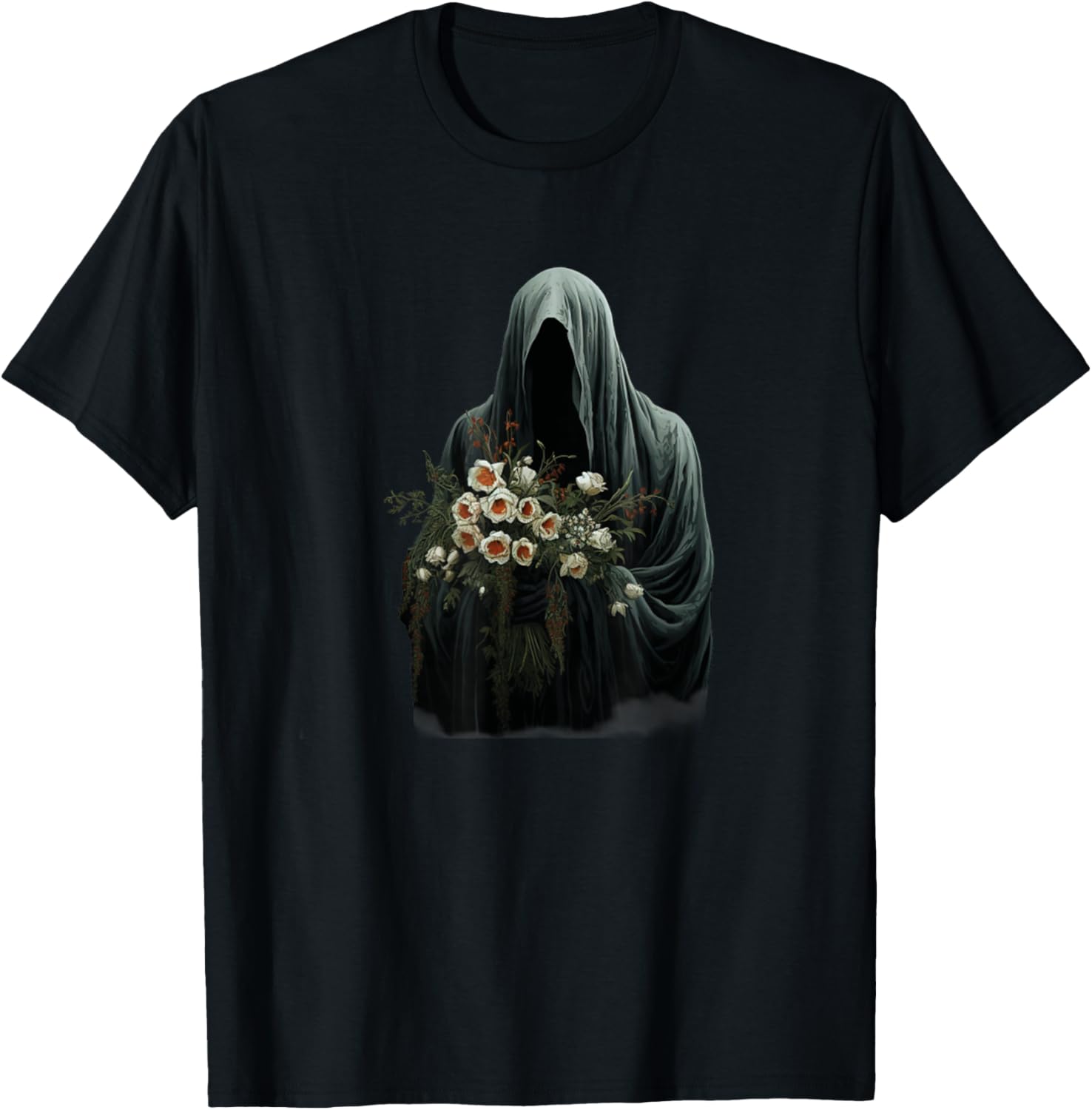Halloween Costume Vintage Floral Ghost Pumpkin Funny Graphic T-Shirt - T-Shirt | Black