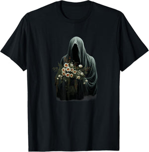 Halloween Costume Vintage Floral Ghost Pumpkin Funny Graphic T-Shirt - T-Shirt | Black