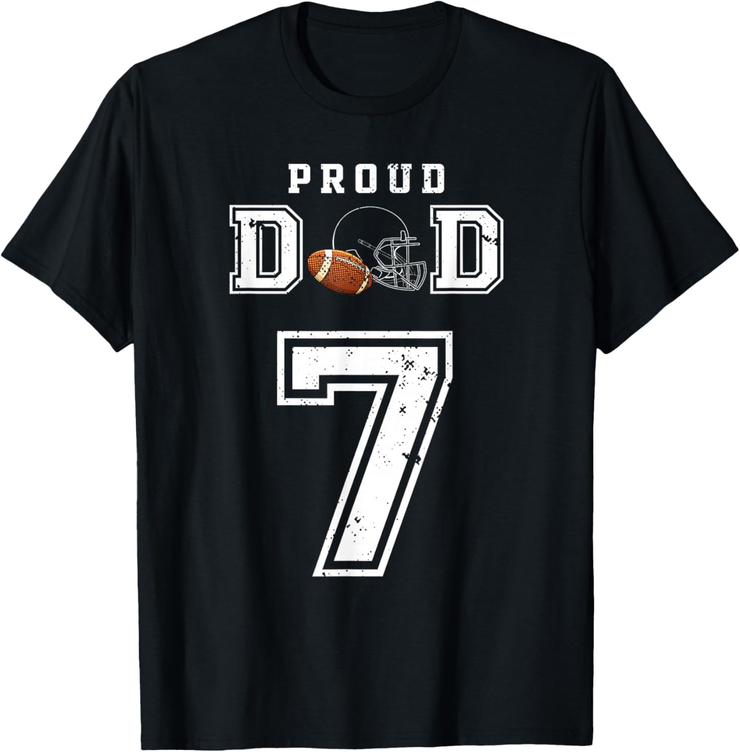 Custom Proud Football Dad Number 7 Personalized T-Shirt - T-Shirt | Black