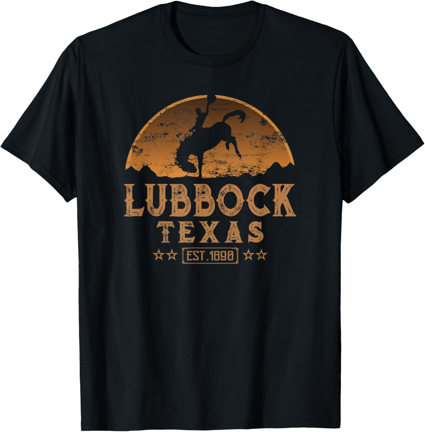 Lubbock Texas TX Rodeo Cowboy T-Shirt - T-Shirt | Black