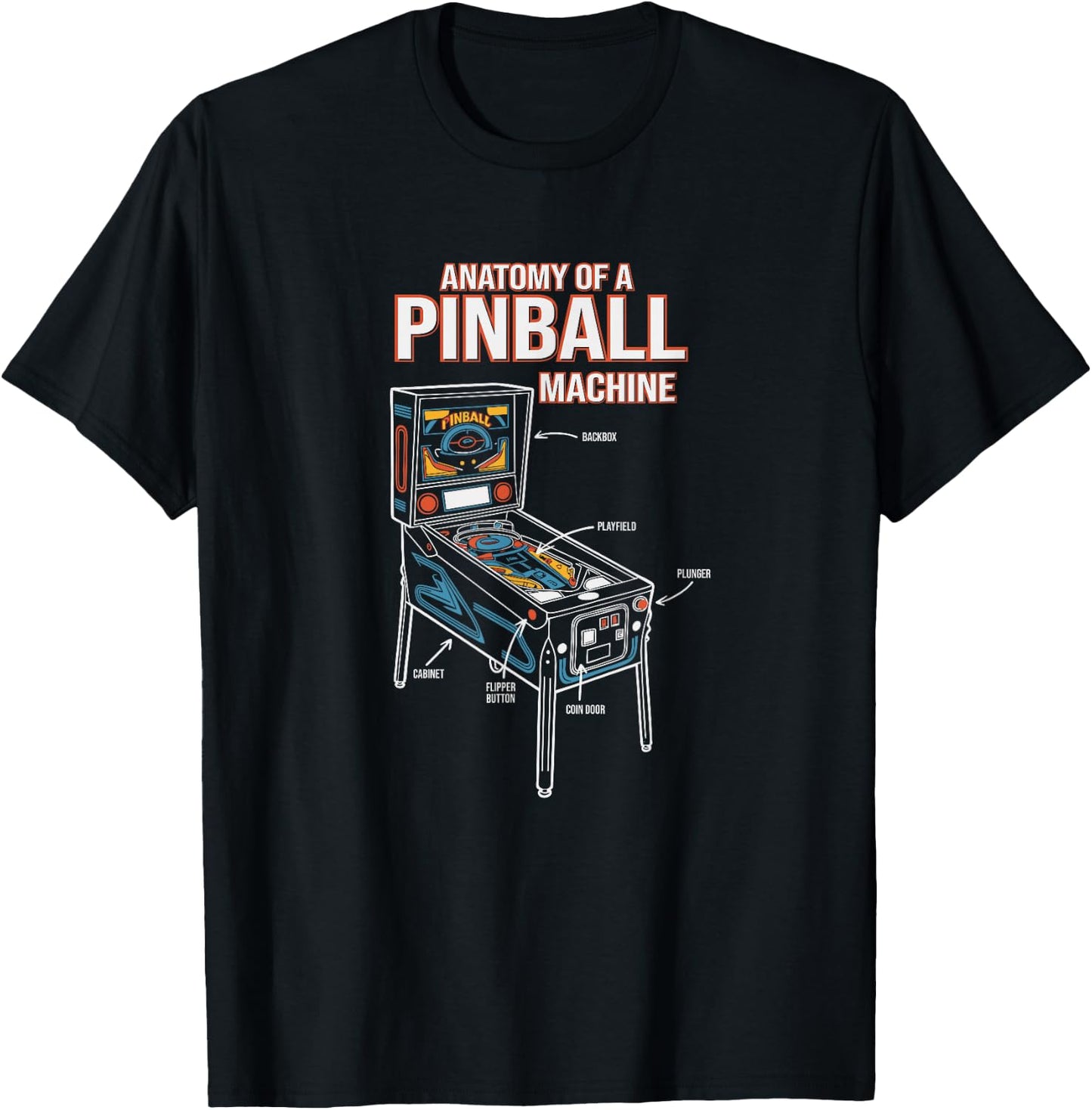 Anatomy of A Pinball Machine, Pinball Player T-Shirt - T-Shirt | Black