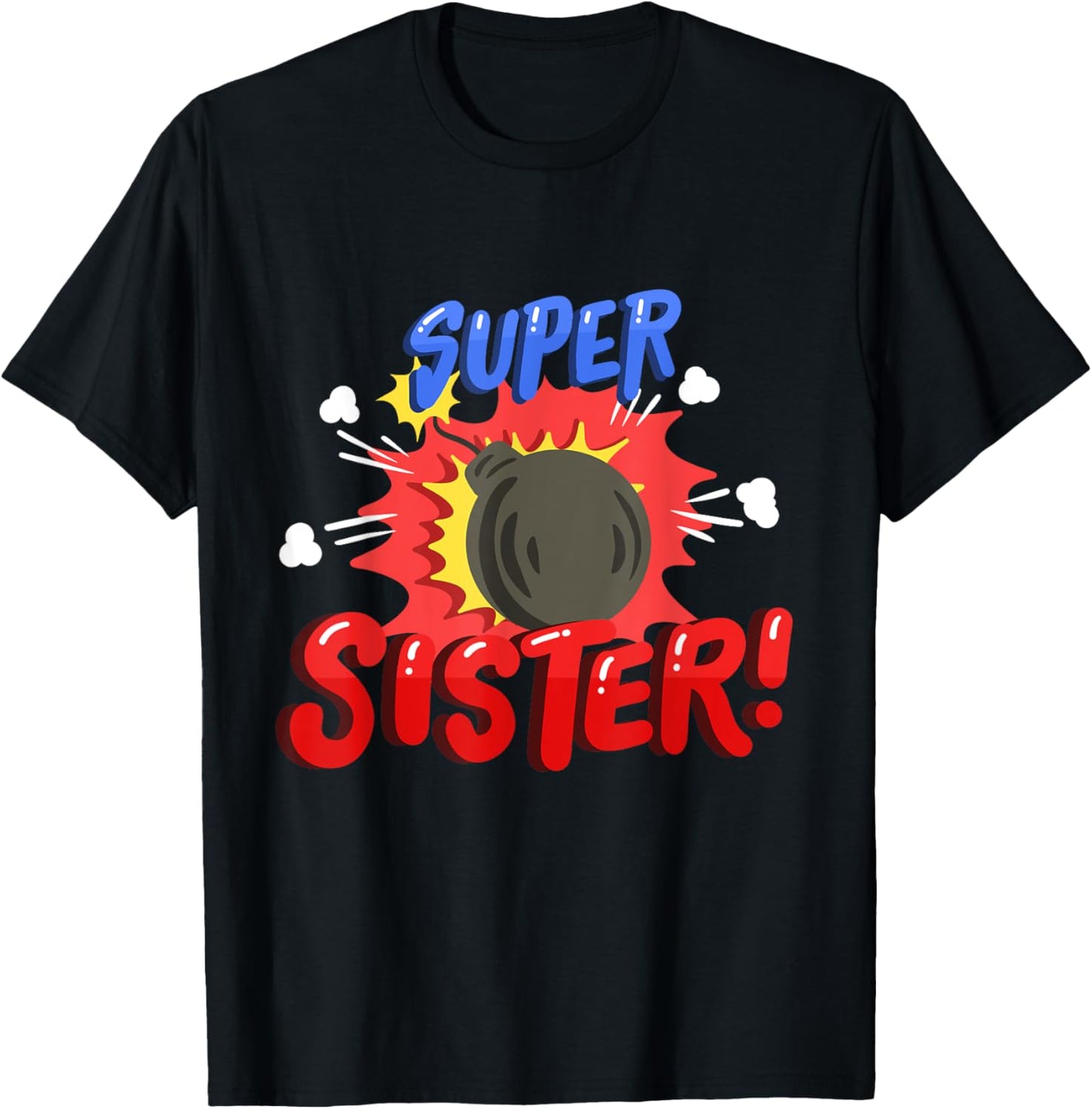 Sister Superhero Comic Birthday Party Family Matching T-Shirt - T-Shirt | Black