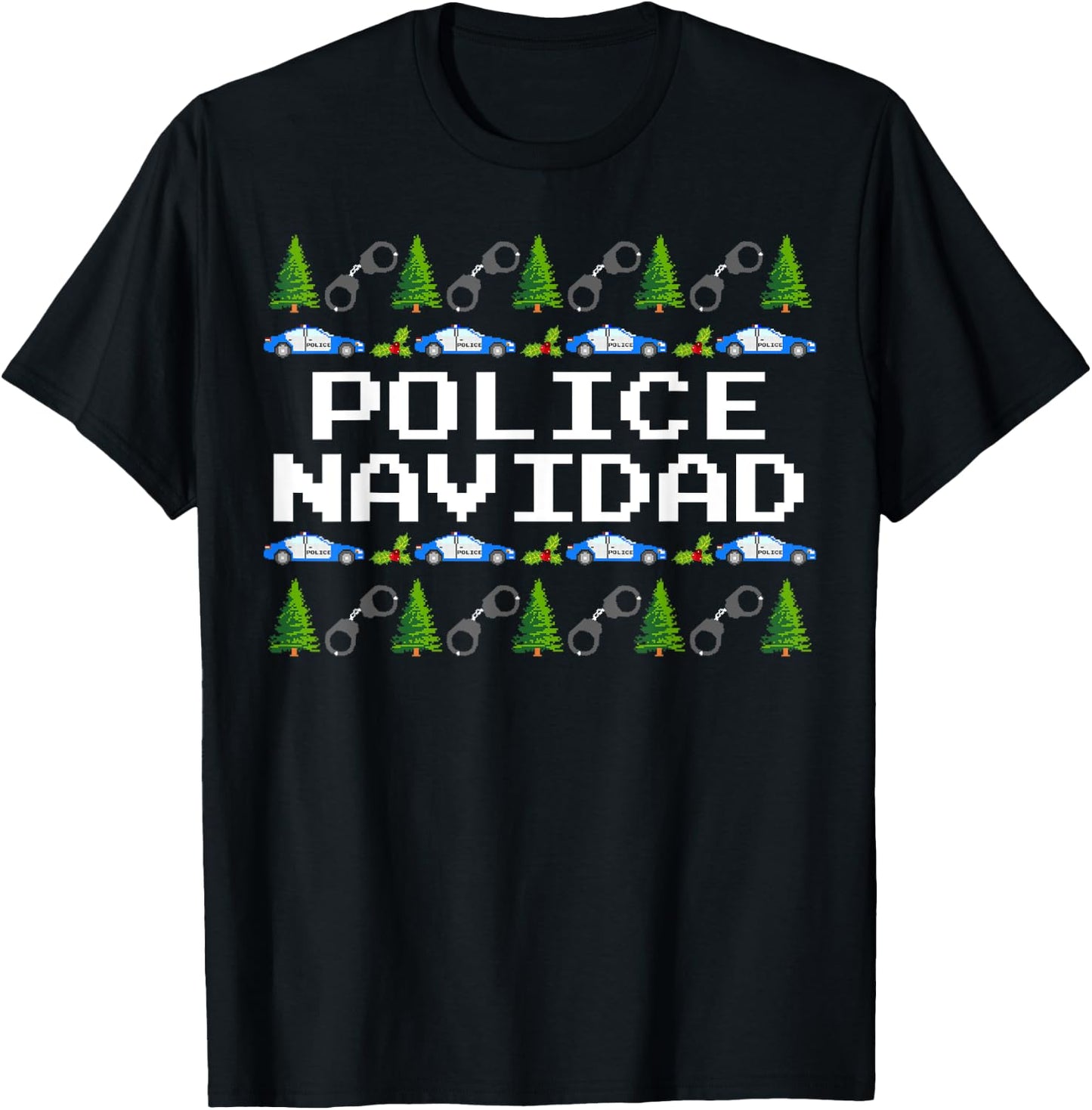 Police Navidad - Ugly Sweater Style Xmas Christmas Police T-Shirt - T-Shirt | Black